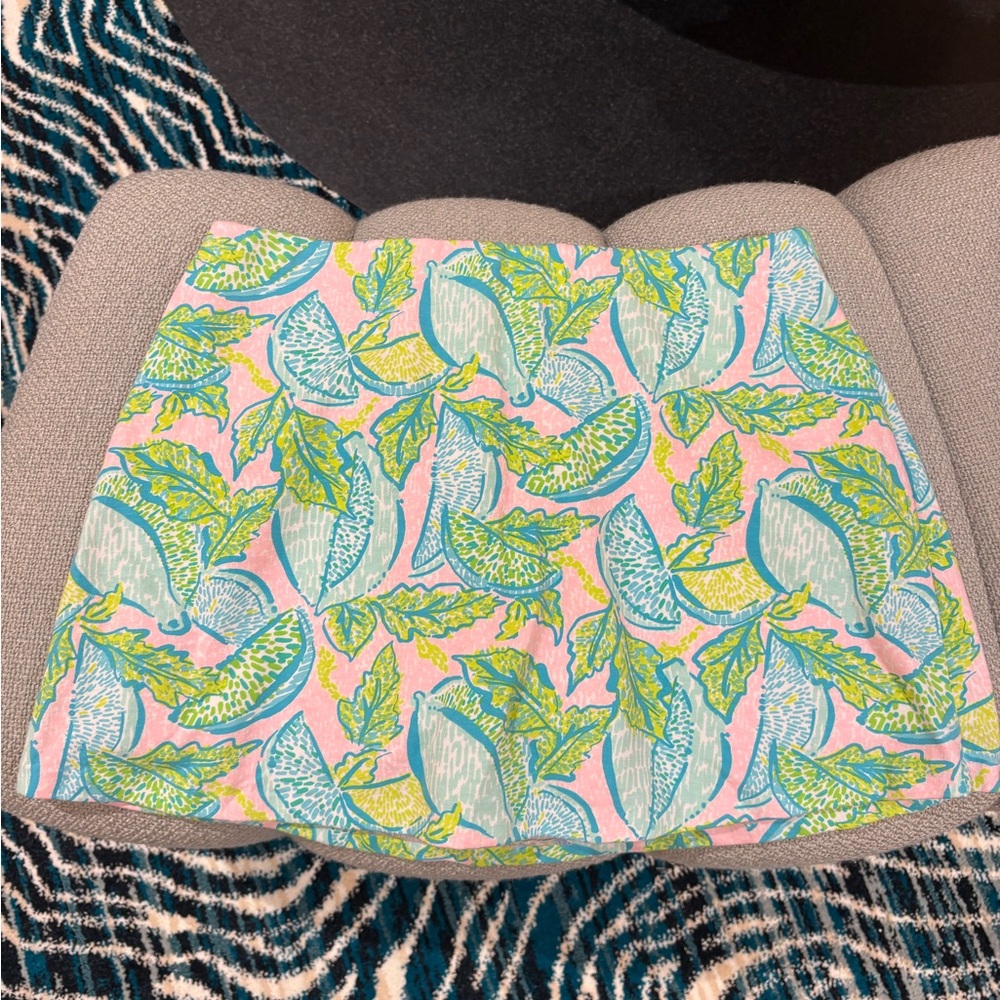 Lilly Pulitzer Pink, Aqua & Lime Tropical Mini Skirt Skort - Picture 2 of 4